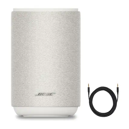Front. Bose - Bose Lifestyle Ultra Speaker Bundle with Aux Cable, Wireless Home Speaker, TrueSpatial Audio, CleanBass, (White Smoke) - White.