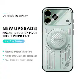 Dteck - Magnetic Case for Apple iPhone 17 Pro Max with Ring Stand, Heat Dissipation Shockproof Cover Built in Lens Protector - Lightgreen