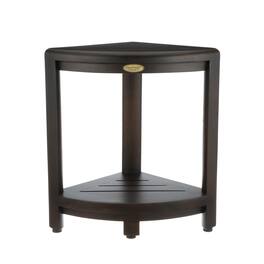DecoTeak - DecoTeak® SnazzyCorner® 18"H Teak Wood Corner Shower Bench with Shelf Finish - Woodland Brown