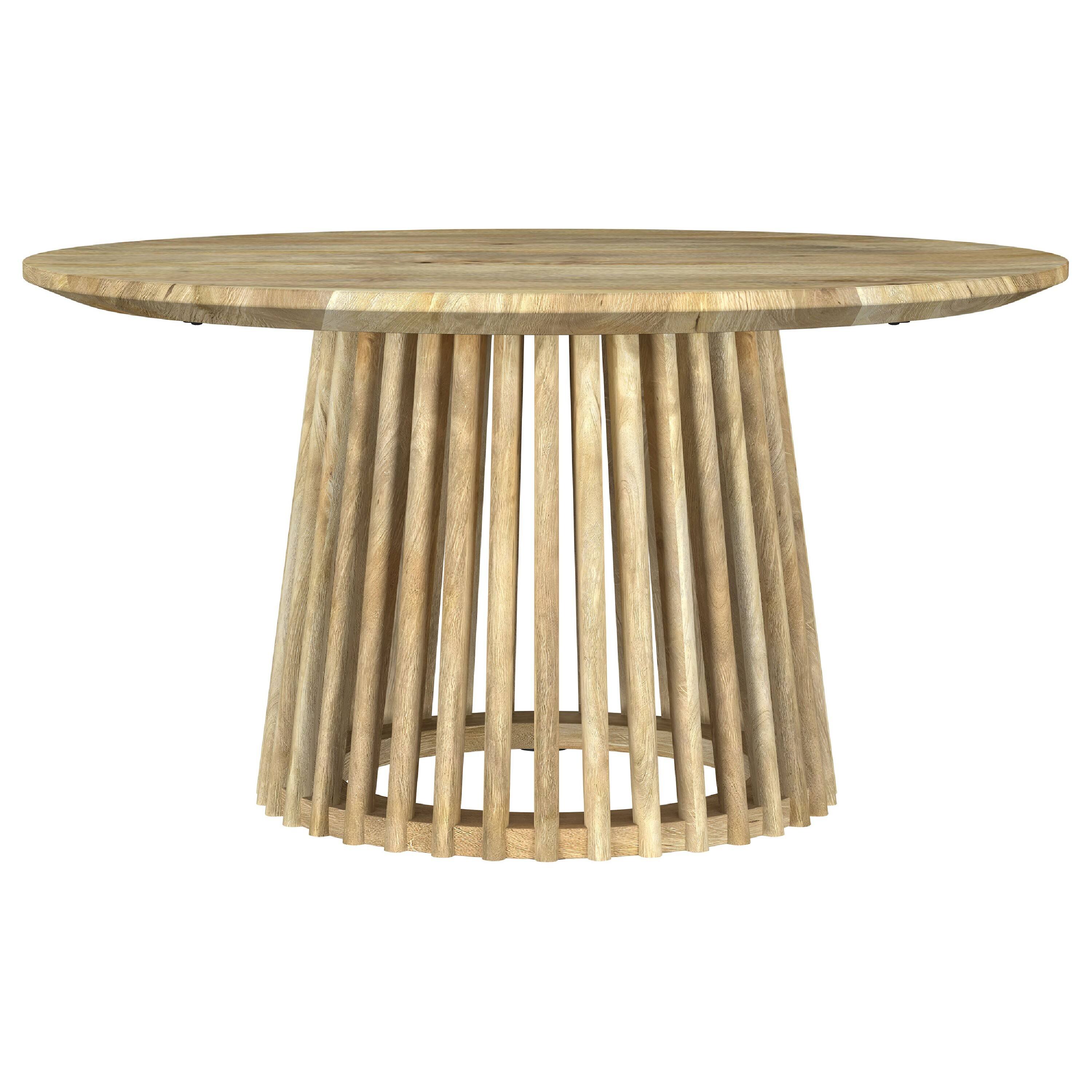 Front. Manhattan Lane - Trey Cocktail Coffee Table, Spindle Pedestal, Natural Mango Wood 30 Inch - Natural Mango Brown.