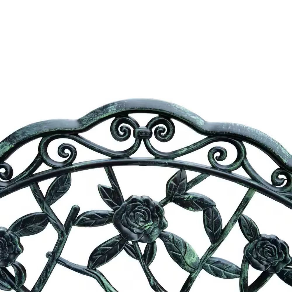 Back. Hivvago - Outdoor Patio 40-inch Garden Bench with Backrest in Antique Green Metal Finish - GREEN.