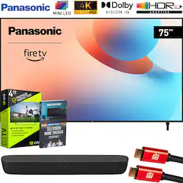 Panasonic - 75" W95 Mini LED 4K UHD Smart Fire TV (2024) + HTB200 Compact Soundbar Bundle