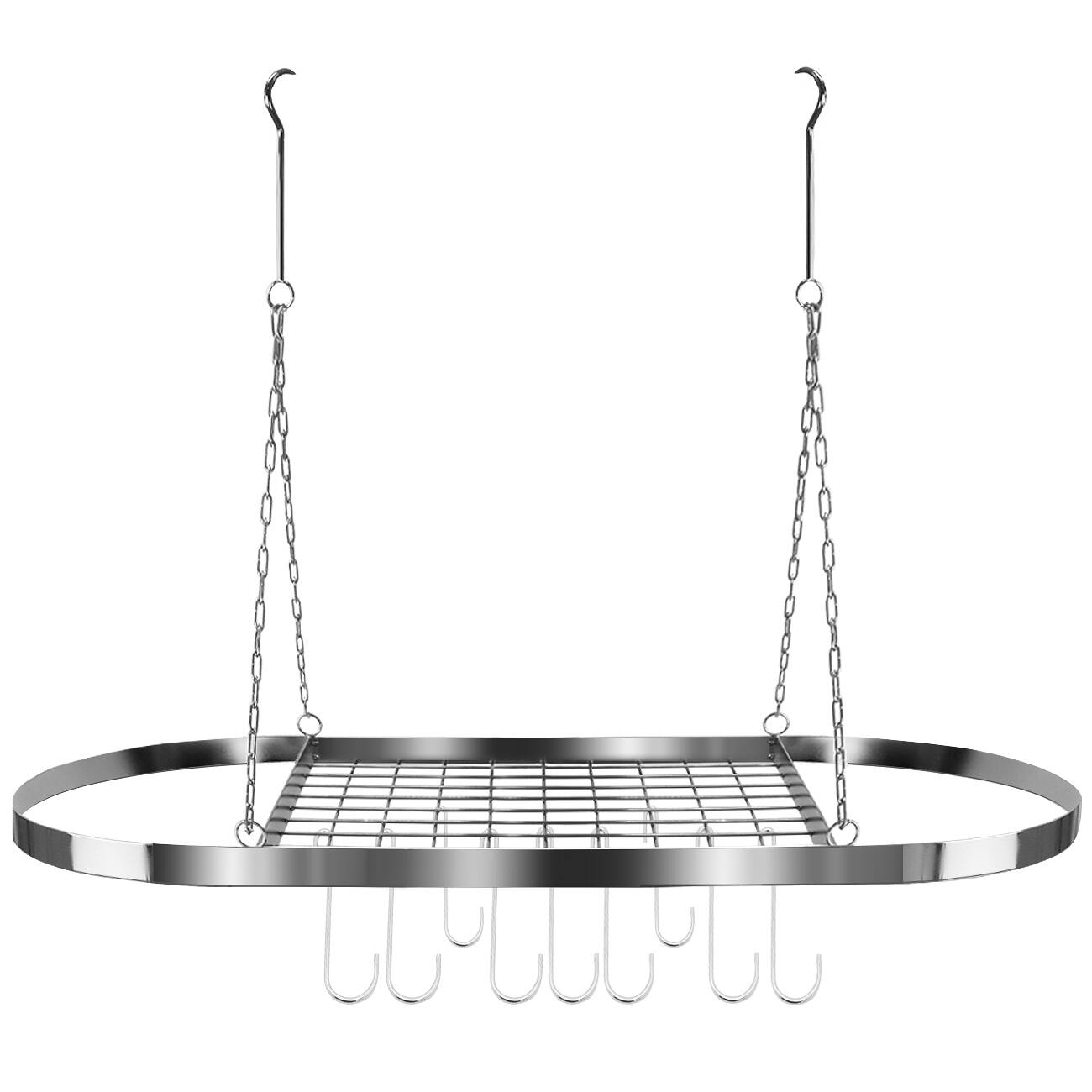 Alt View 4. Sorbus - Sorbus Pot and Pan Rack for Ceiling 31" with 10 Hooks, Decorative Oval Mounted Storage Rack, Multi-Purpose Organizer - Black.