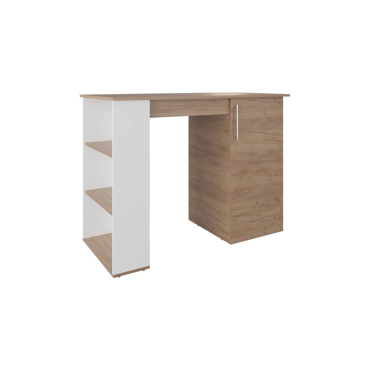 Back. Loheer - Loheer Natural Wood Kitchen Island with 1 Door and 5 Shelves - Natural Wood.