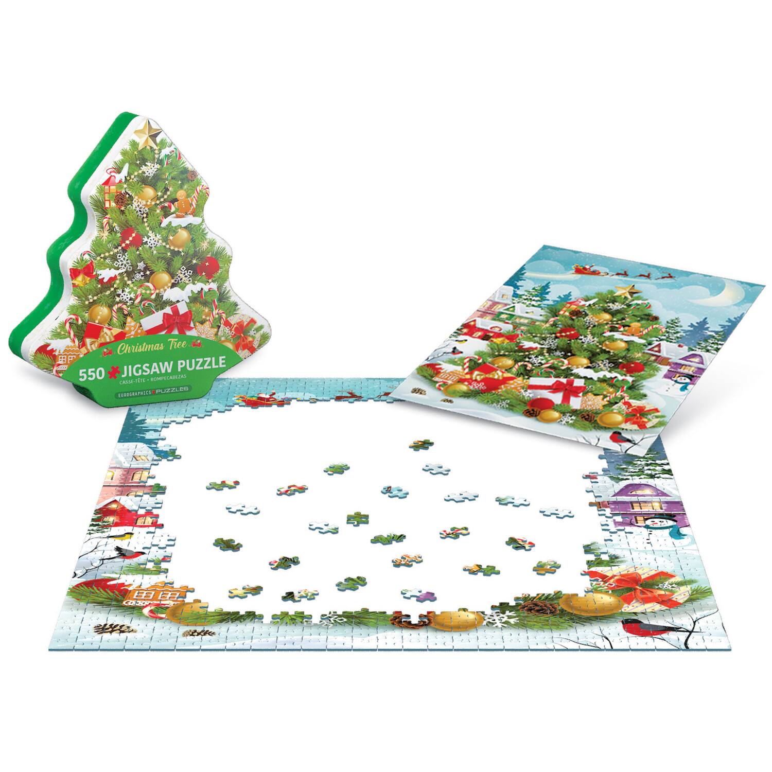 Christmas Tree Jigsaw Puzzle: 550 piece puzzle depicting a Christmas tree.
