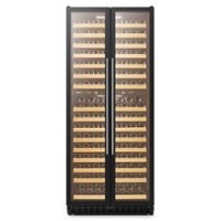 LanboPro - 32 Inch 255 Bottle Dual Zone Wine Cooler Fridge with Huge Capacity and Fridge with Removable Shelves - Black - Front_Zoom