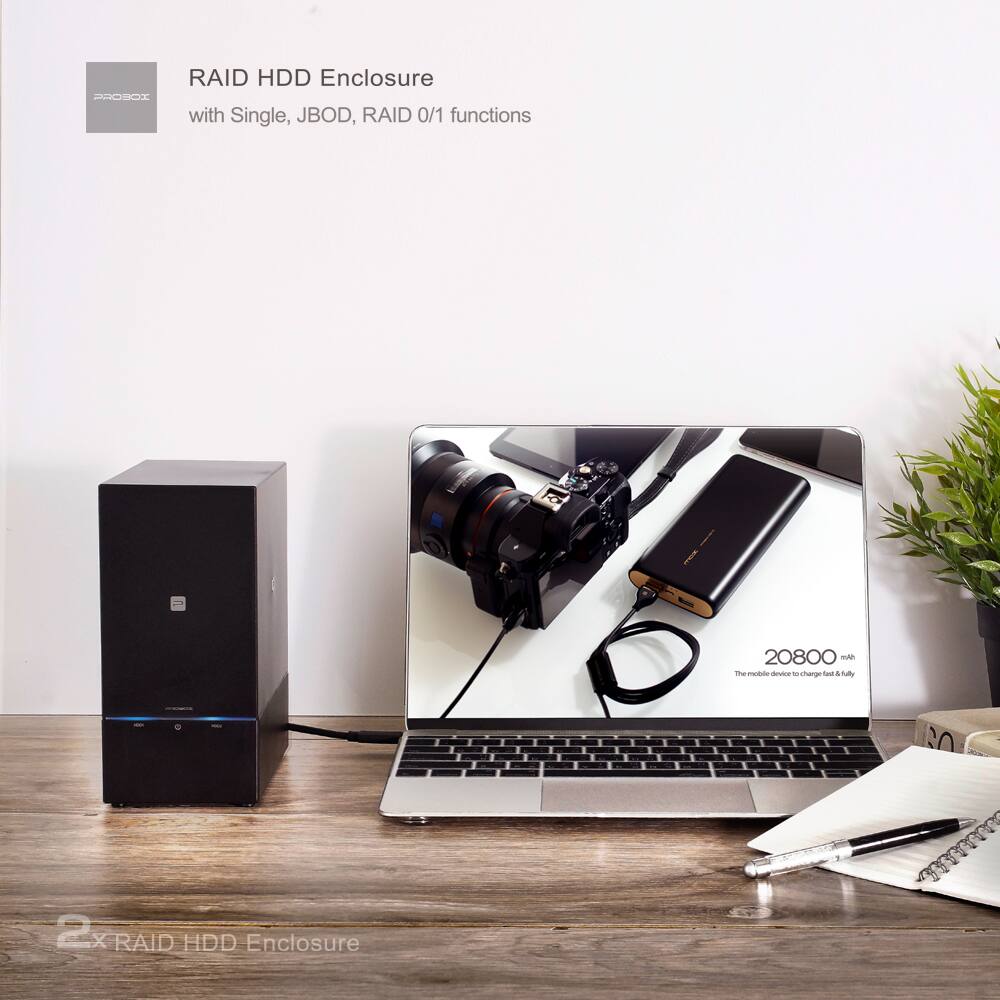 PROBOX  
RAID HDD Enclosure with Single, JBOD, RAID 0/1 functions  
20800  
The mobile device charge lost & fully  
- 2 X-RAID HDD Enclosure