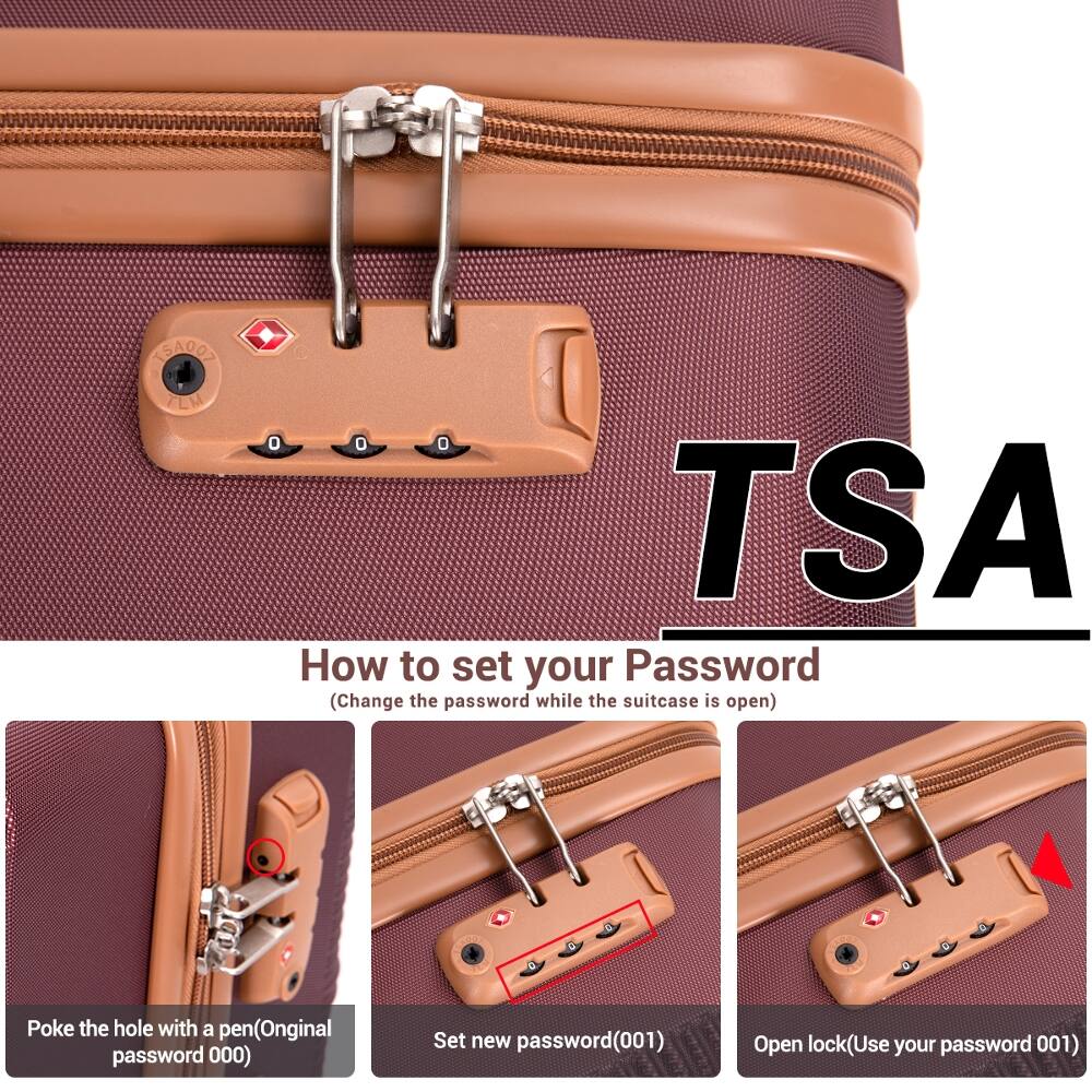 TSA How to set your Password (Change the password while the suitcase is open)

Poke the hole with a pen (Original password 000)

Set new password (001)

Open lock (Use your password 001)