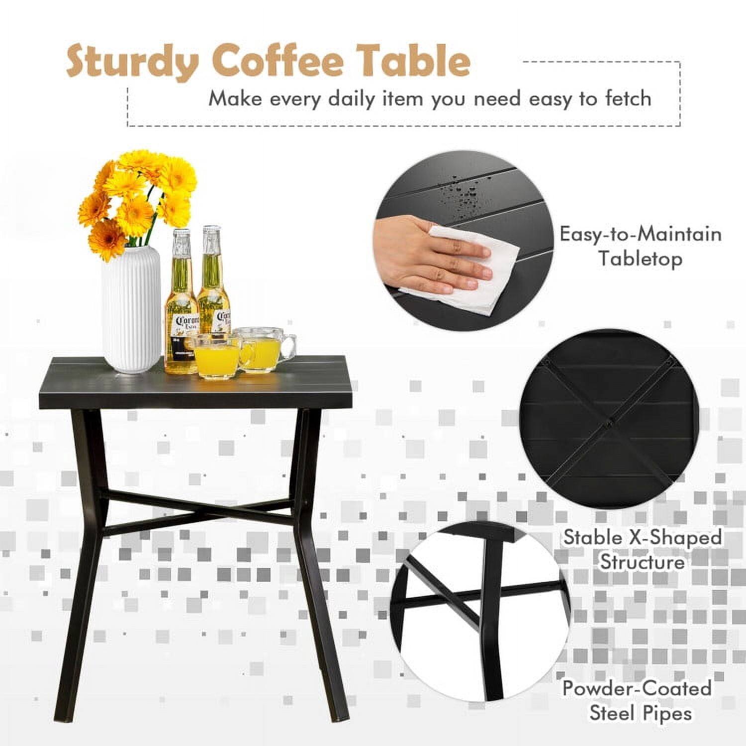 Sturdy Coffee Table  
Make every daily item you need easy to fetch  

- Easy-to-Maintain Tabletop  
- Stable X-Shaped Structure  
- Powder-Coated Steel Pipes