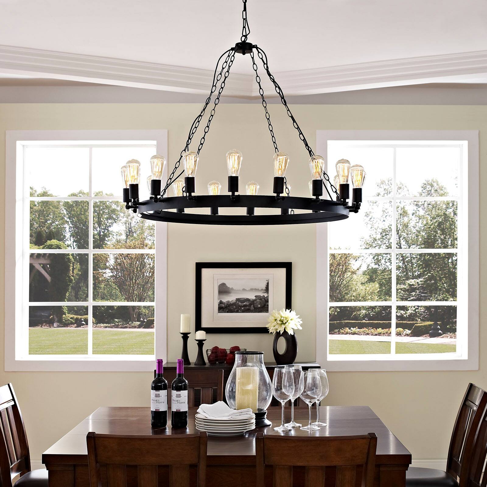 Front. Modway - Teleport 43" Chandelier by Modway - Brown.