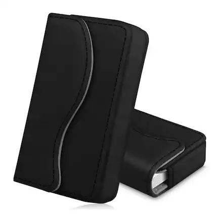 Front. Kitcheniva - Leather ID Credit Card Pocket Holder Wallet Case Organizer Black - Black.