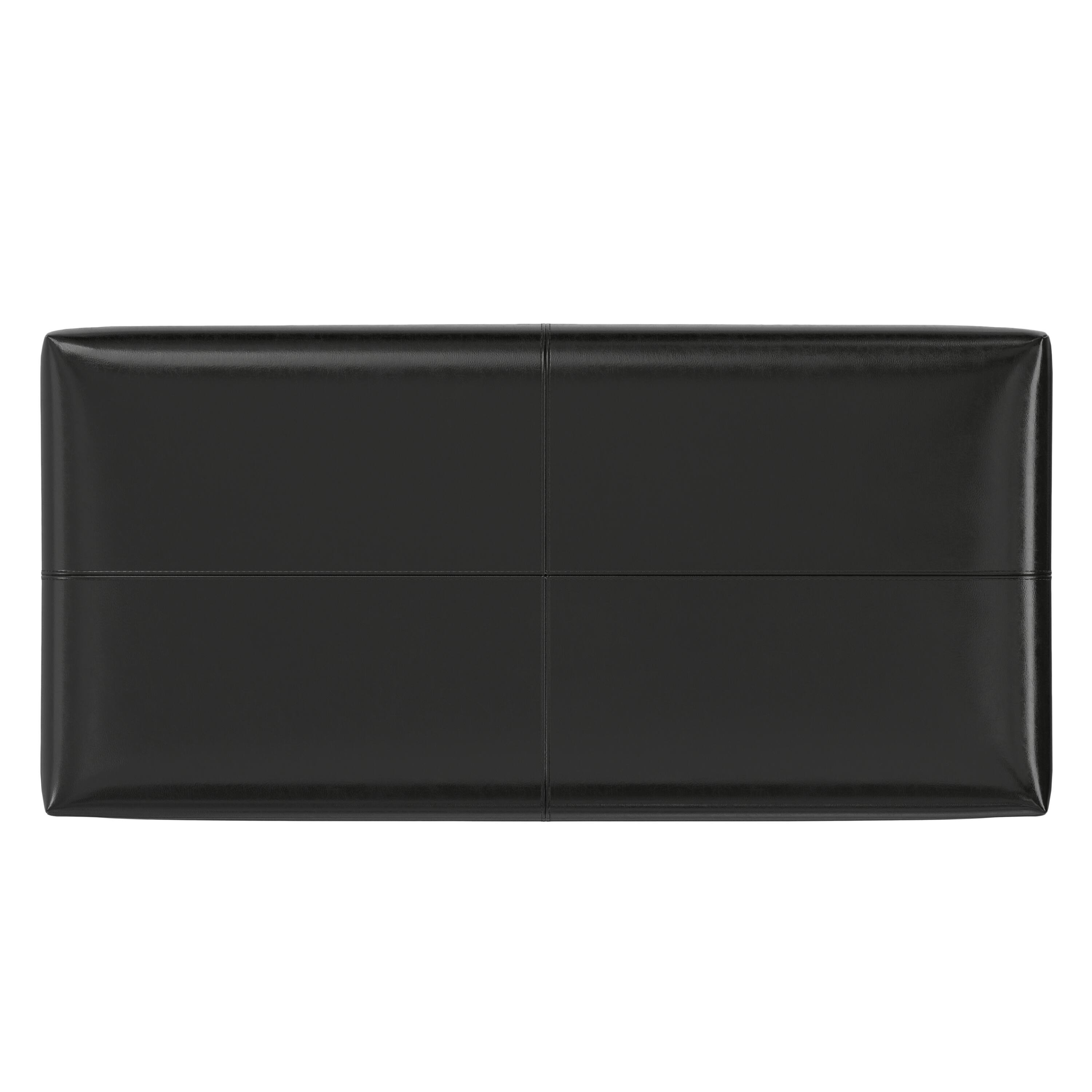 Alt View 2. Simpli Home - Gabbie 48 inch Wide Rectangular Storage Ottoman in Midnight Black PU Vegan Leather - Midnight Black.