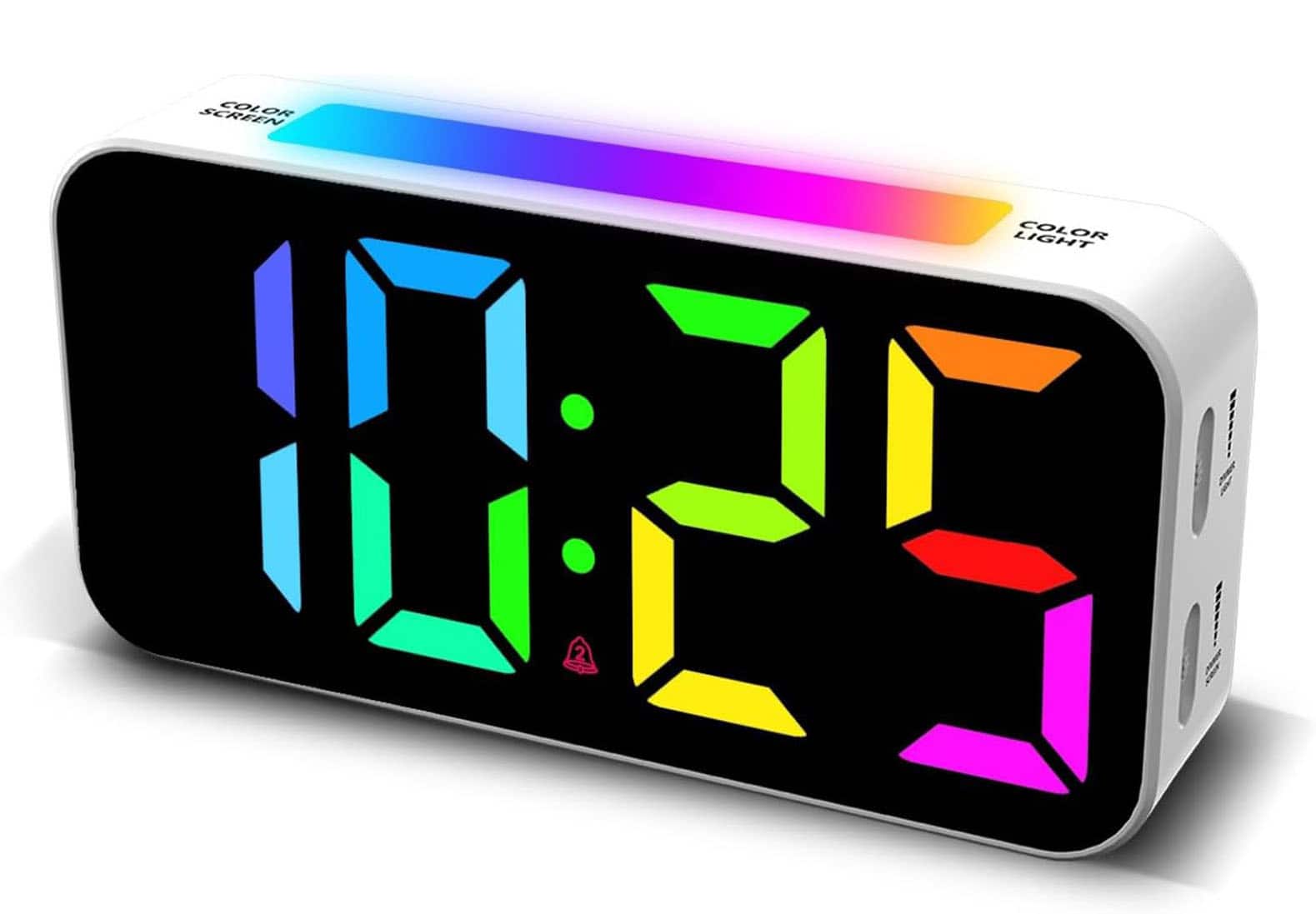 FINEAK - Loud Alarm Clocks for Bedrooms Heavy Sleepers - Rgb and White
