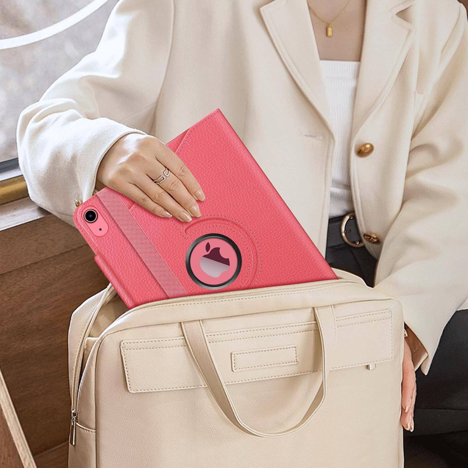 Alt View 5. Fintie - Rotating Case for iPad (A16) 11-inch 2025 and iPad 10th Gen 10.9 inch 2022, 360° Swivel Stand Magnetic Shockproof Cover - Pink.