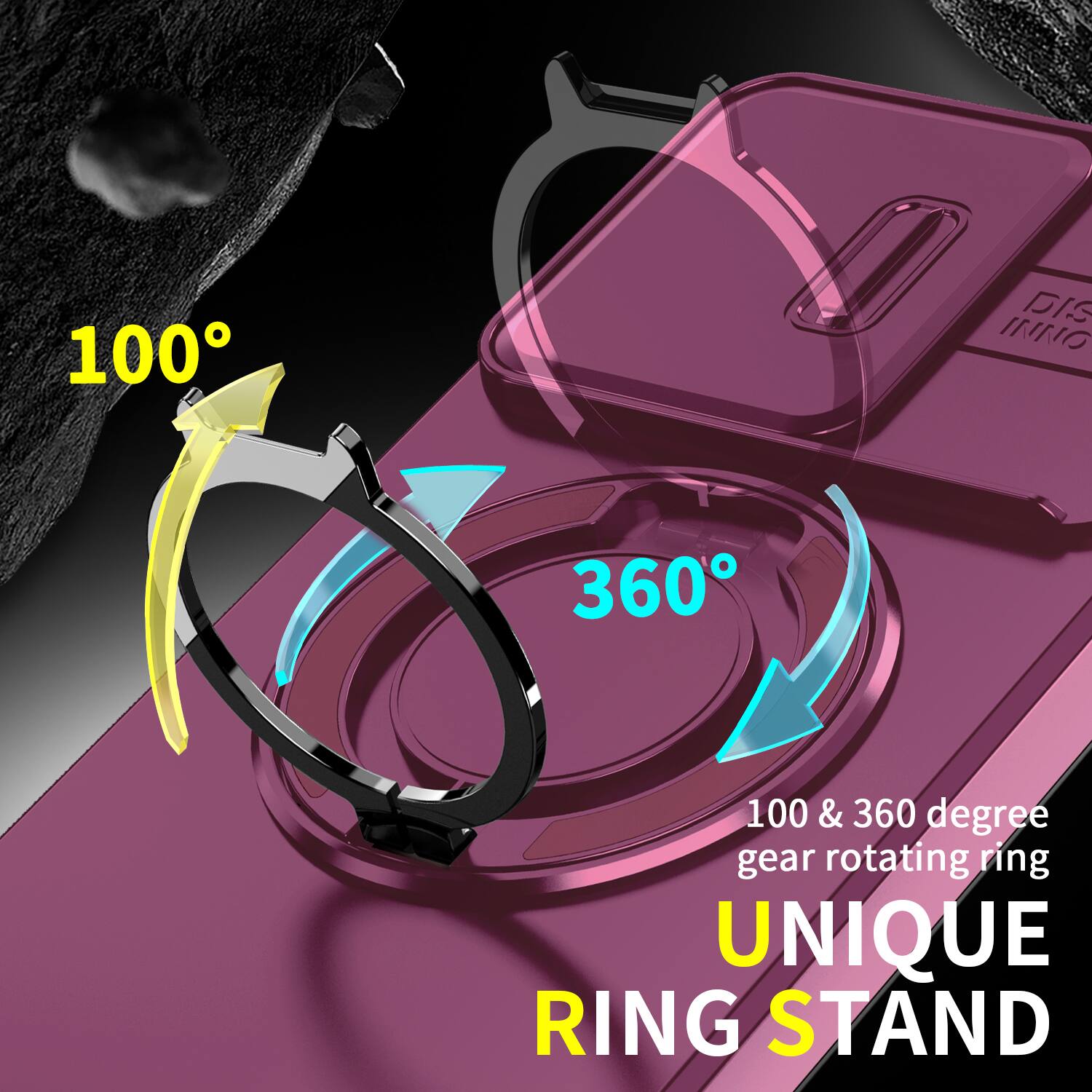 100°
360°
100 & 360 degree gear rotating ring
UNIQUE RING STAND