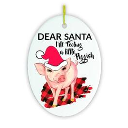 OrnamentallyYou - Dear Santa Im Feeling a Little Piggish Christmas Ornament - Multi-colored