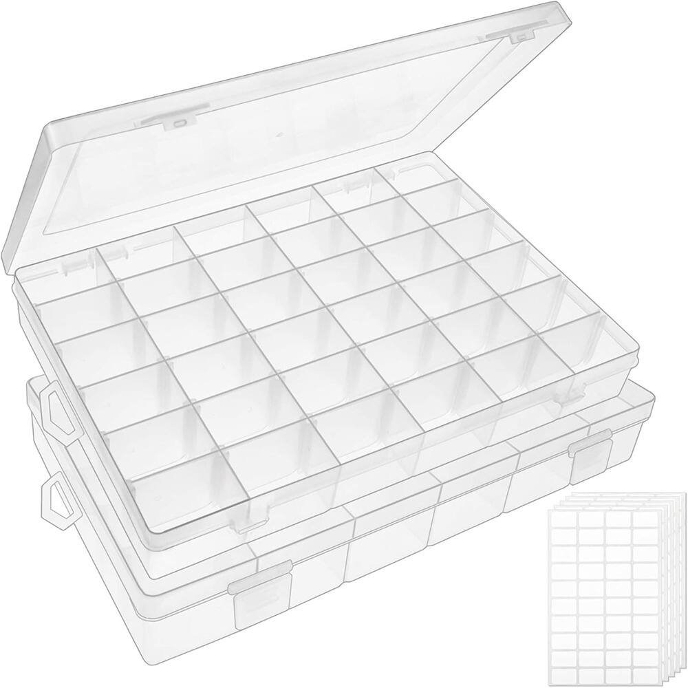 RTMB - 36 Grids Clear Plastic Bead Organizer Box, Fishing Tackle Box Compartment Organizer - Color: 2 Pack