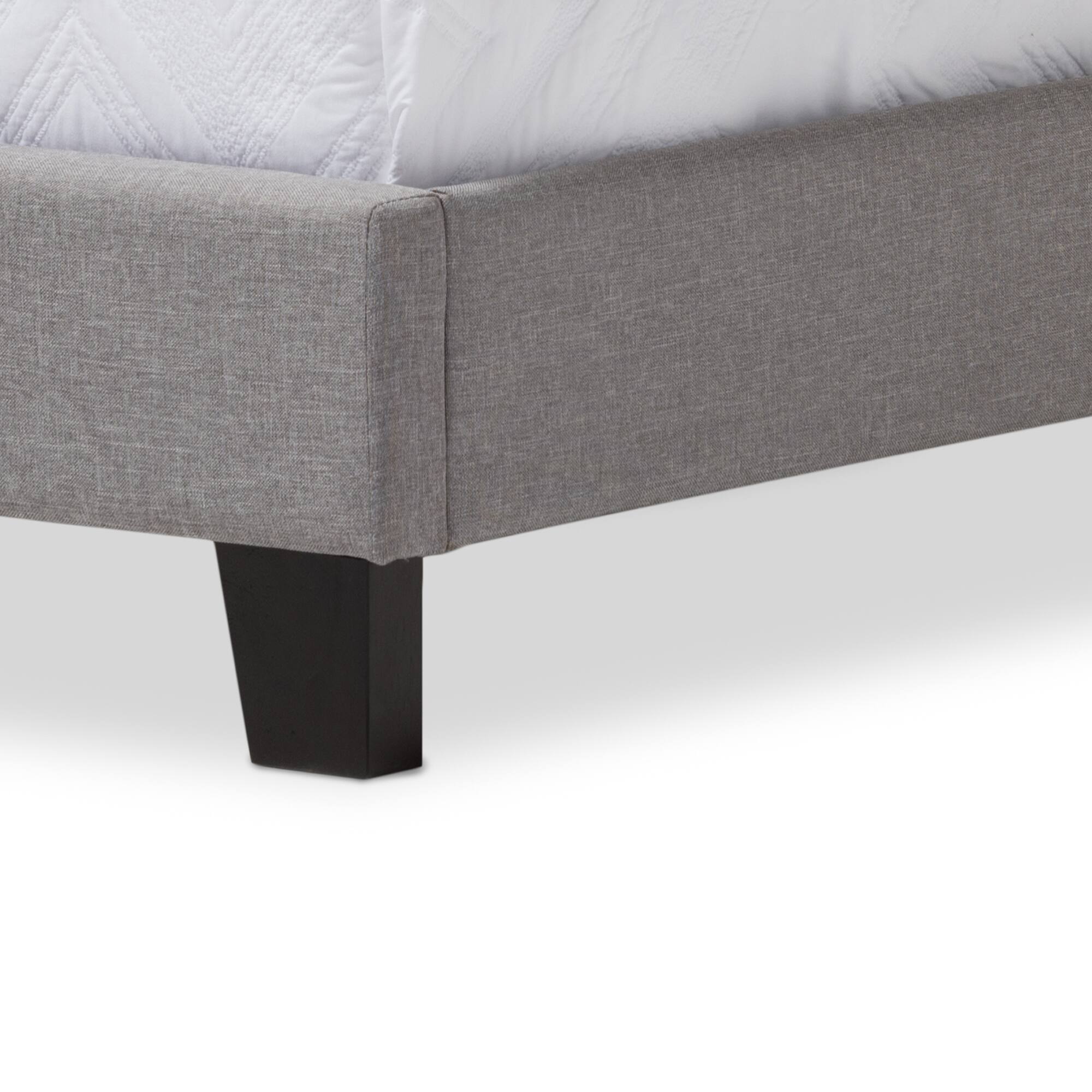 Back. Baxton Studio - Benjamin Modern and Contemporary Fabric Upholstered Twin Size Arched Bed with Nail Heads - Grey.