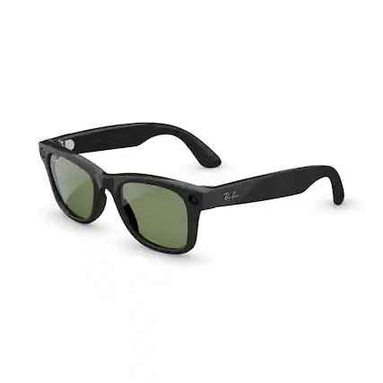 Front. Ray-Ban Meta - Wayfarer (Gen 2) glasses with Meta AI, Audio, Photo, Video Compatibility - Green lenses - Shiny Black.