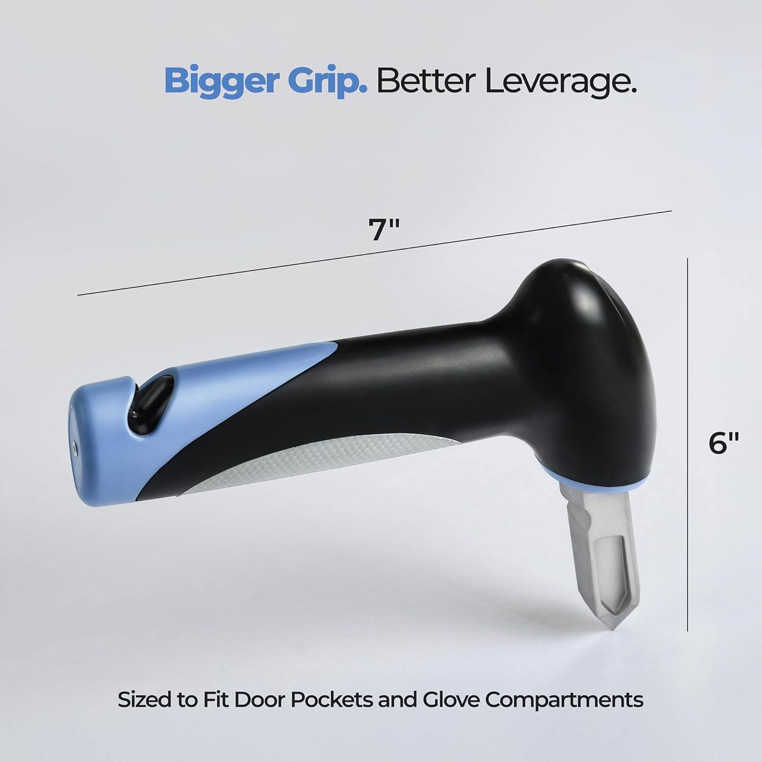Bigger Grip. Better Leverage.

7"  
6"

Sized to Fit Door Pockets and Glove Compartments