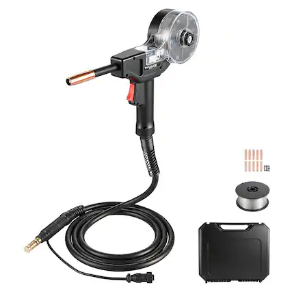 Front. VEVOR - 130Amp Spool Gun with 10FT Cable, Replacement for Lincoln Magnum 100SG K2532-1 - with 11PCS Mig Welding Contact Tips - Black.