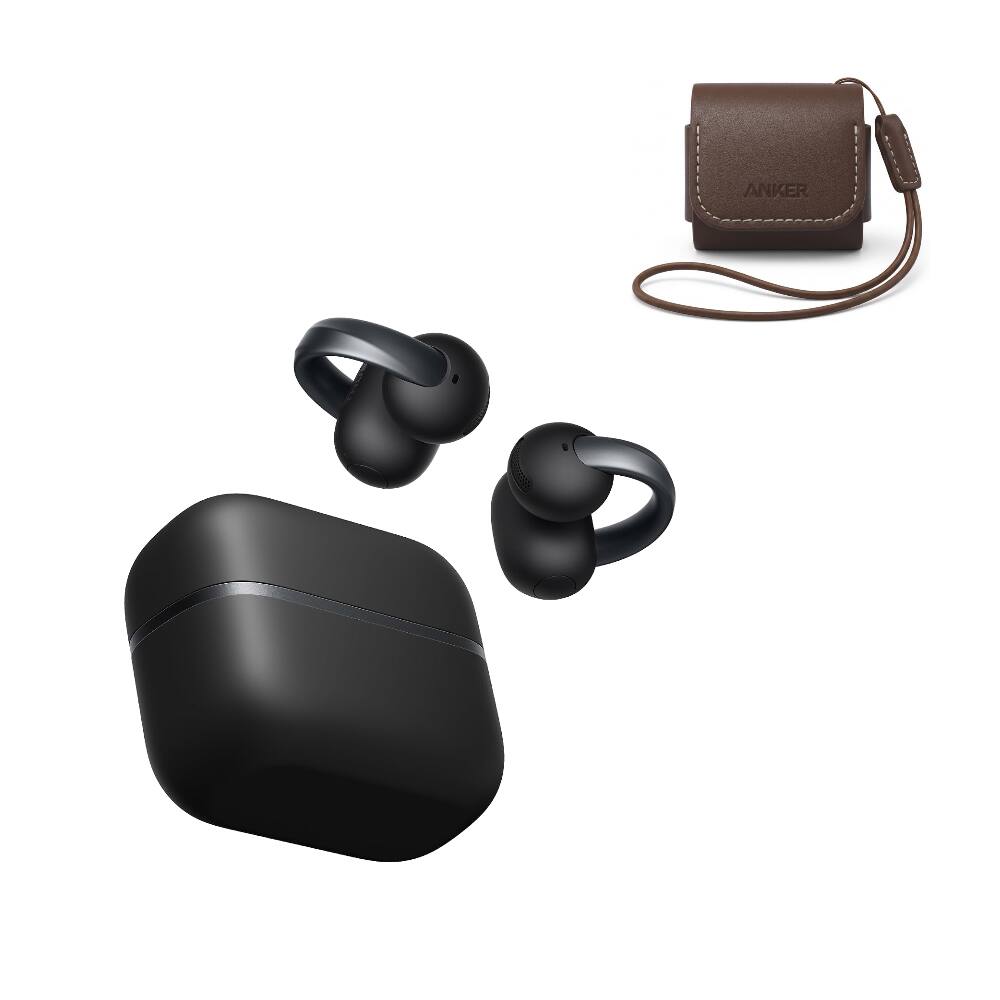 Front. Soundcore - Soundcore Anker AeroClip 2 Open-Ear Clip-On Earbuds for Crystal-Clear Calls - Midnight Black.