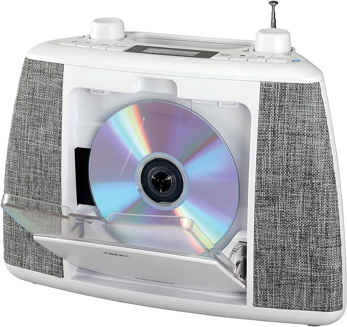 Alt View 2. Jensen - Jensen CD-565 Portable CD Music System. - White.