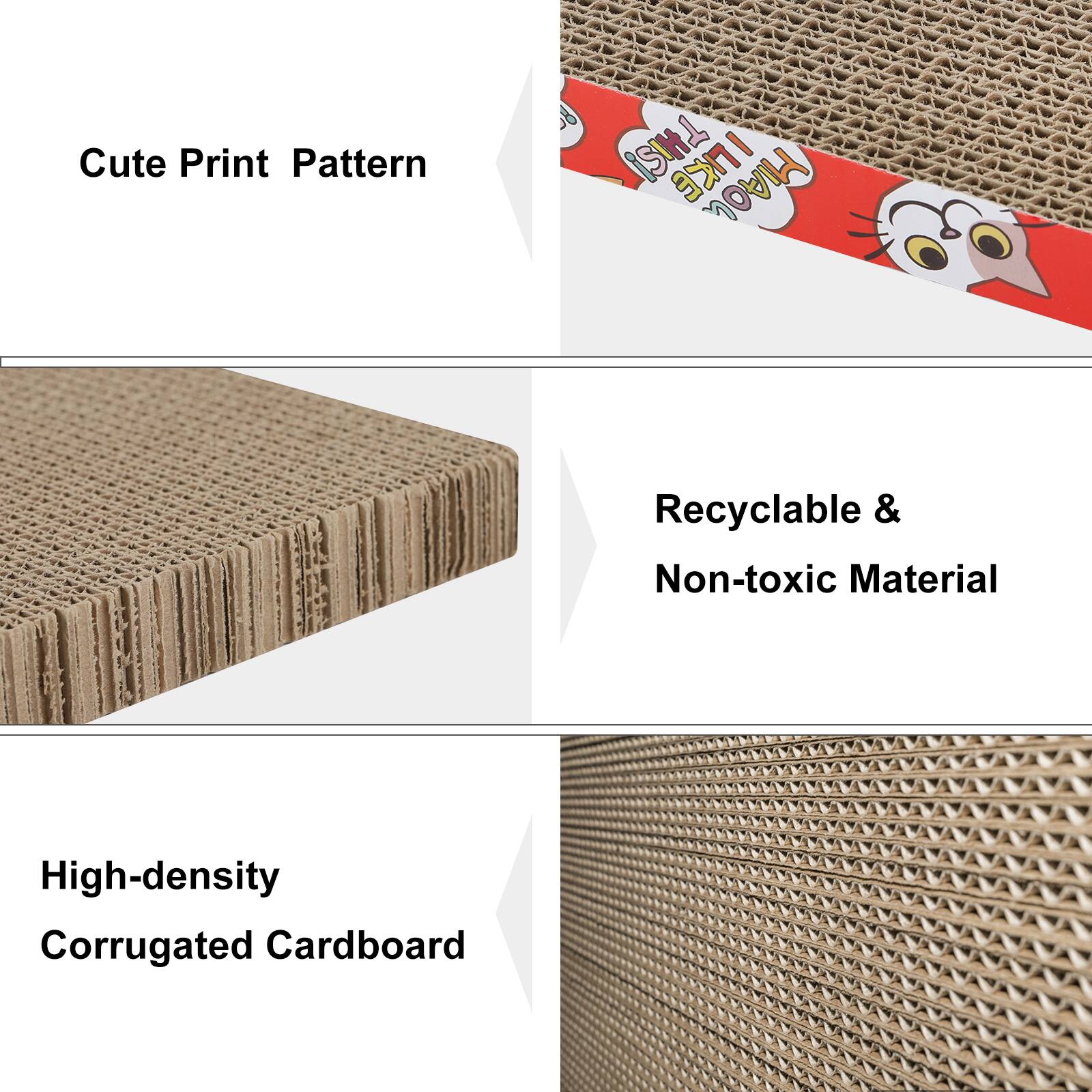 Cute Print Pattern

Recyclable & Non-toxic Material

High-density Corrugated Cardboard