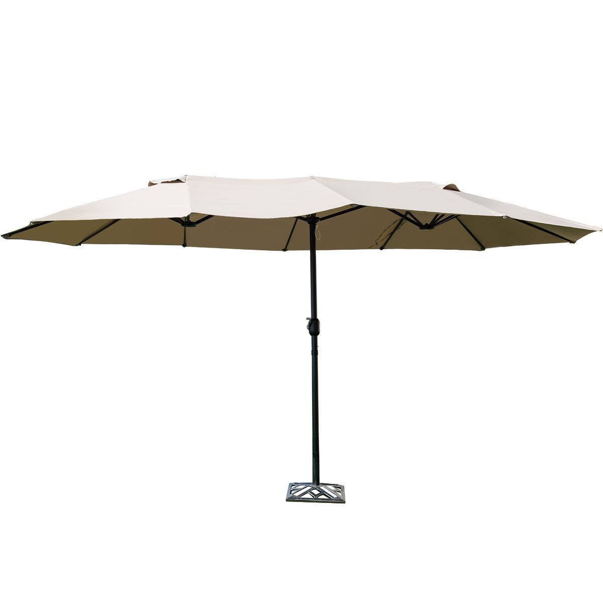 Alt View 1. Gymax - Gymax Patio Outdoor 15' Umbrella Market Umbrella Double-Sided with Crank - as pic.