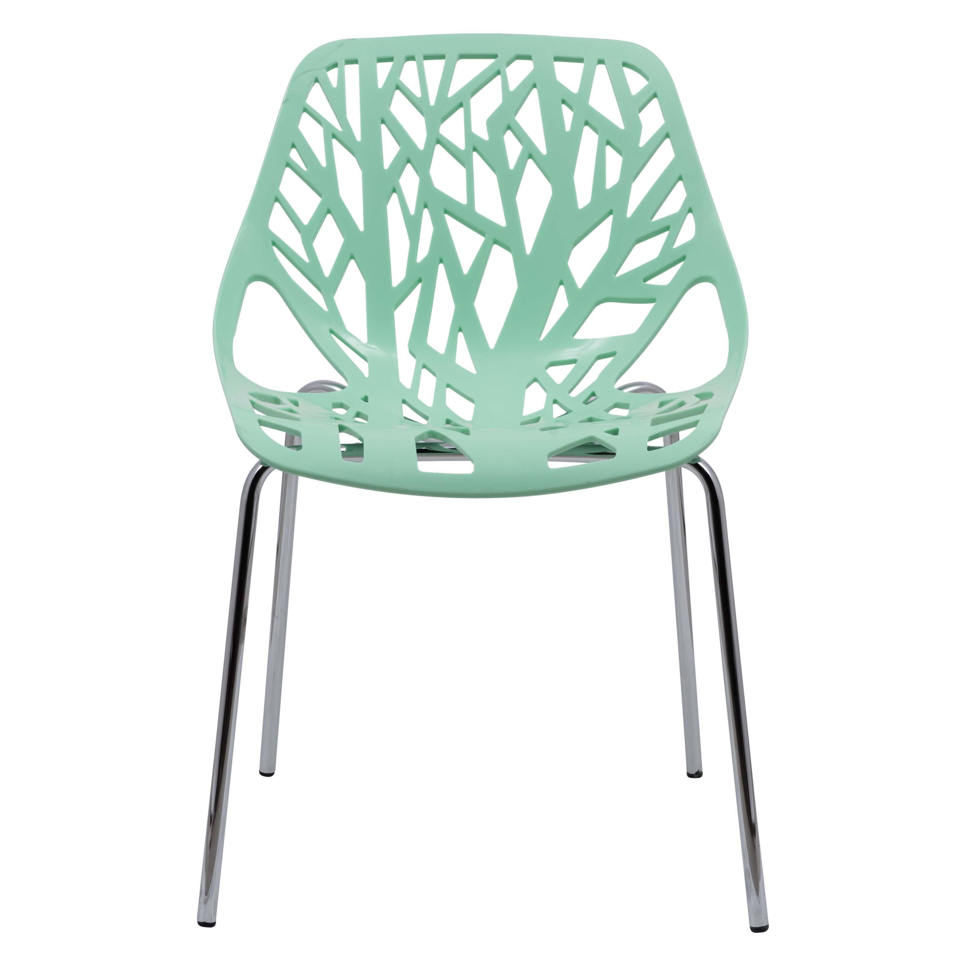 Alt View 4. LeisureMod - Asbury Stackable Modern Dining Chair with Cut Out Design and Chrome Legs Side Chair for Home Living Room - Mint.