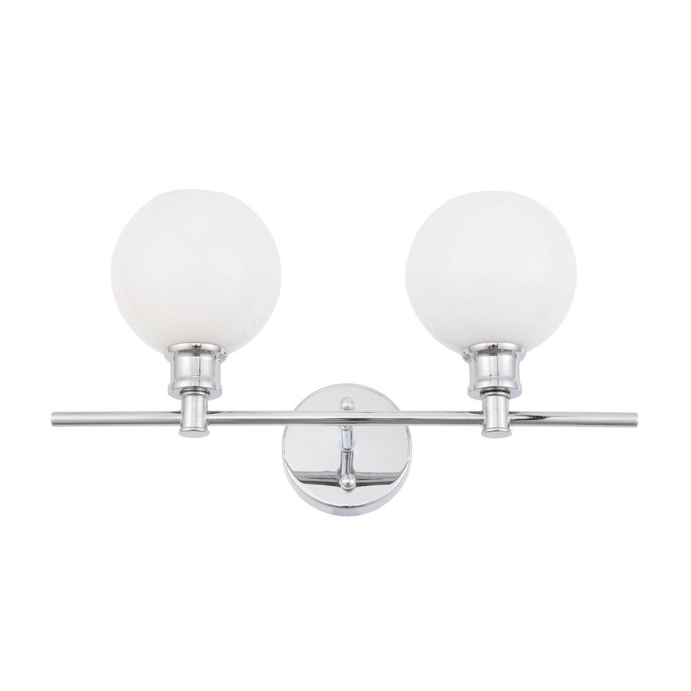 Alt View 7. Living District - Collier 2 light Chrome and Frosted white glass Wall sconce - Chrome And Frosted White Glass.