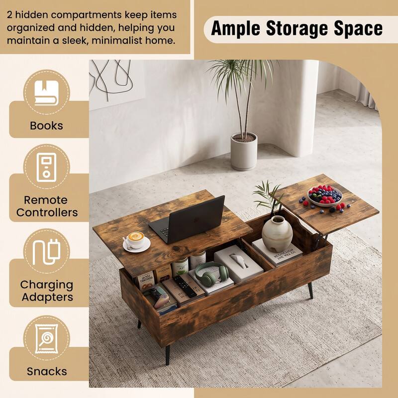 2 hidden compartments keep items organized and hidden, helping you maintain a sleek, minimalist home.

Ample Storage Space

Books

Remote Controllers

Charging Adapters

Snacks