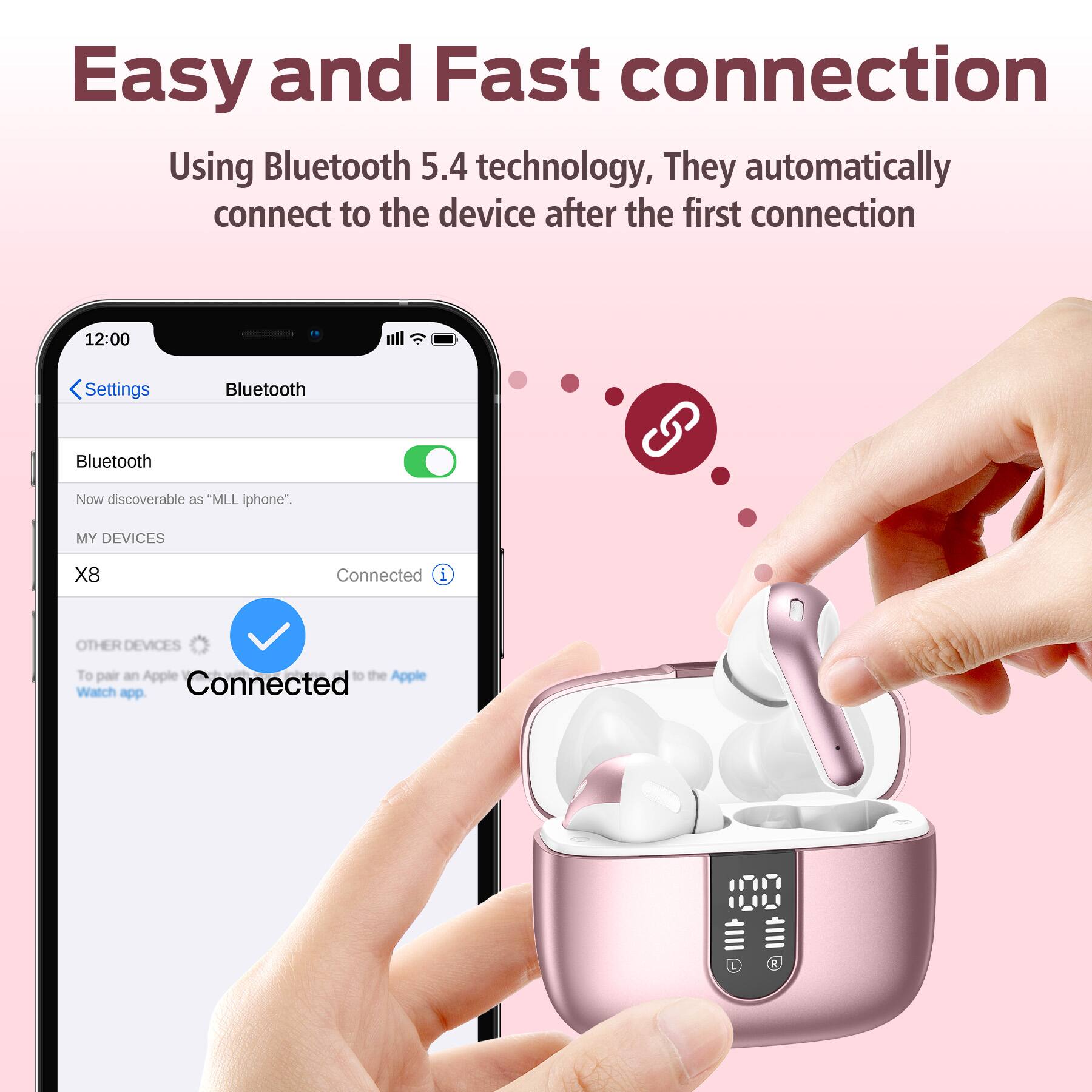 Easy and Fast connection  
Using Bluetooth 5.4 technology, They automatically connect to the device after the first connection