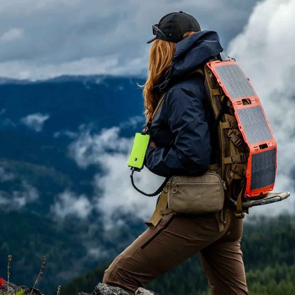 Alt View 4. Dark Energy - Poseidon Pro 10,000 mAh Power Bank with Spectre 18W Folding Solar Panel | Complete Off-Grid Solar Generator for Camping - Black 18W-Gray.