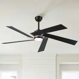 Parrot Uncle - 60" Modern LED Ceiling Fan with Remote Control and Reverible Blades - Black
