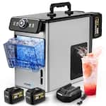 Homevol - Ice Maker for Indoor & Outdoor Use, Battery Powered or Plug-in, Portable Ice Machine for Camping, RV, Parties & Home - Silver