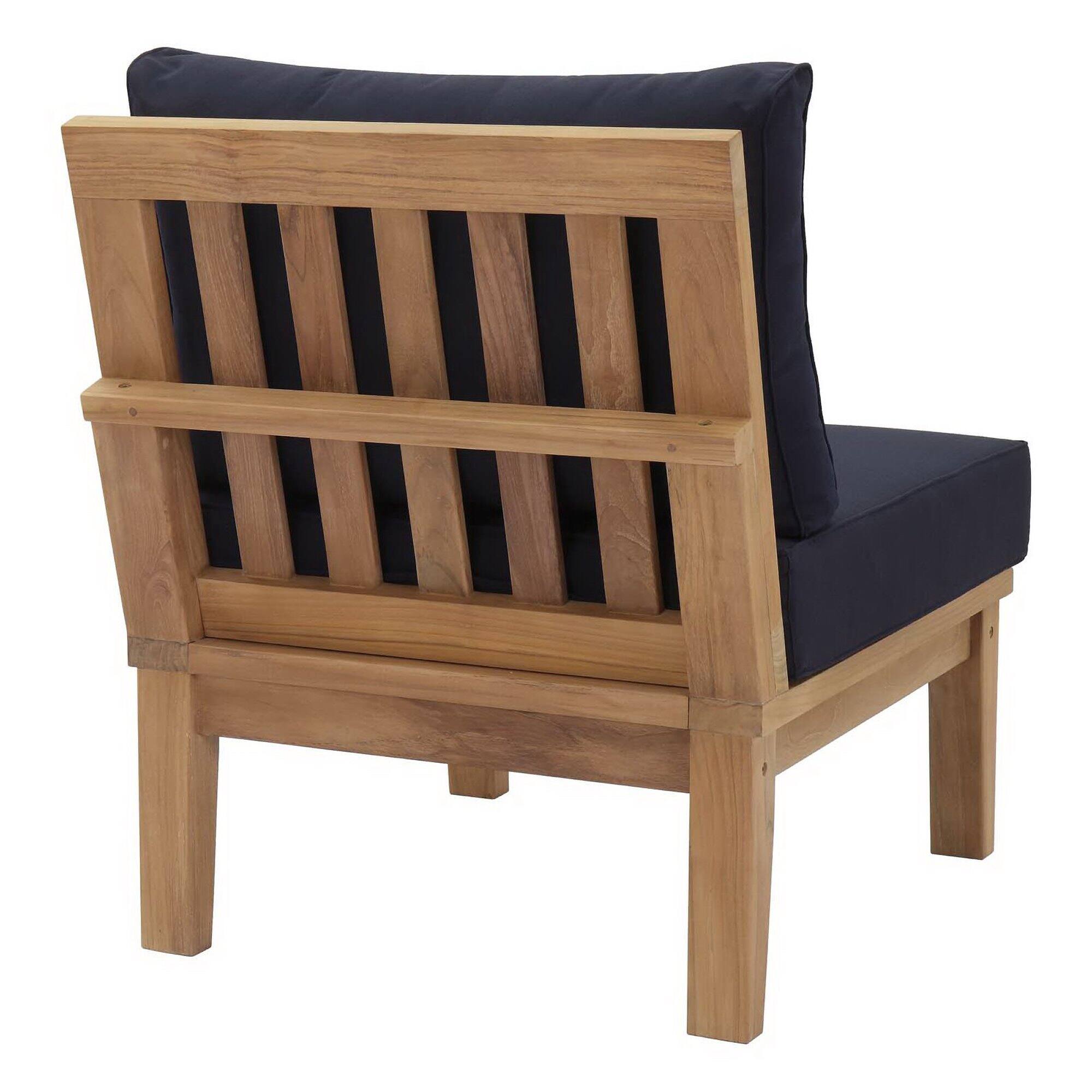 Alt View 2. Modway - Marina Armless Outdoor Patio Teak Sofa by Modway - Natural Navy.