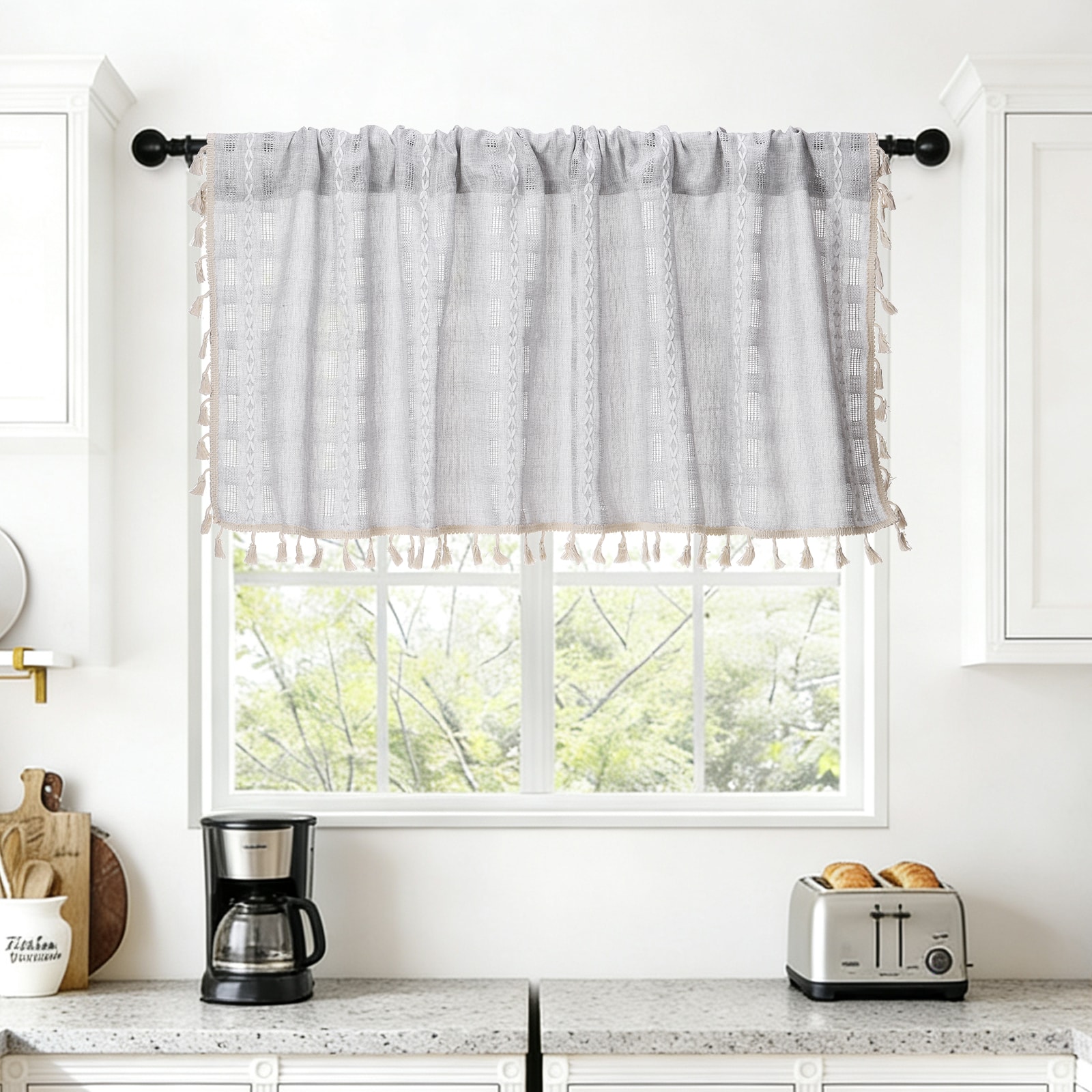 "Unique Bargains - Curtain Valances, 18""x52"" Semi Sheer Rod Pocket for Small Windows Living/Bed/Bath/Kitchen, Set of 1 Panel - Light Gray" price history on PriceWatchPro