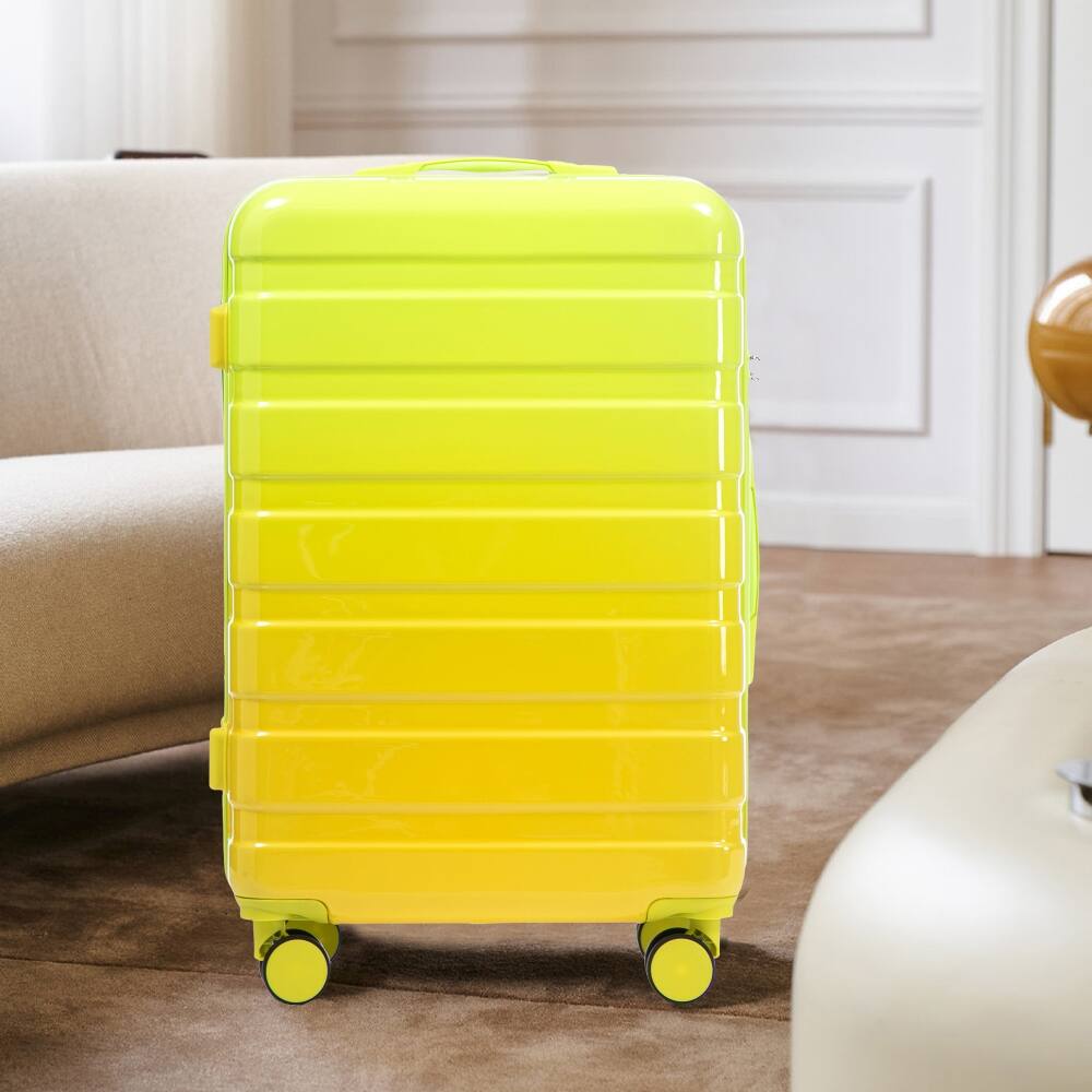 Alt View 6. Ropilly - Ropilly Three Piece Luggage Set Hardside Spinner Luggage Gradient Color Suitcase with Combination Lock Yellow Green - Yellow/Green.