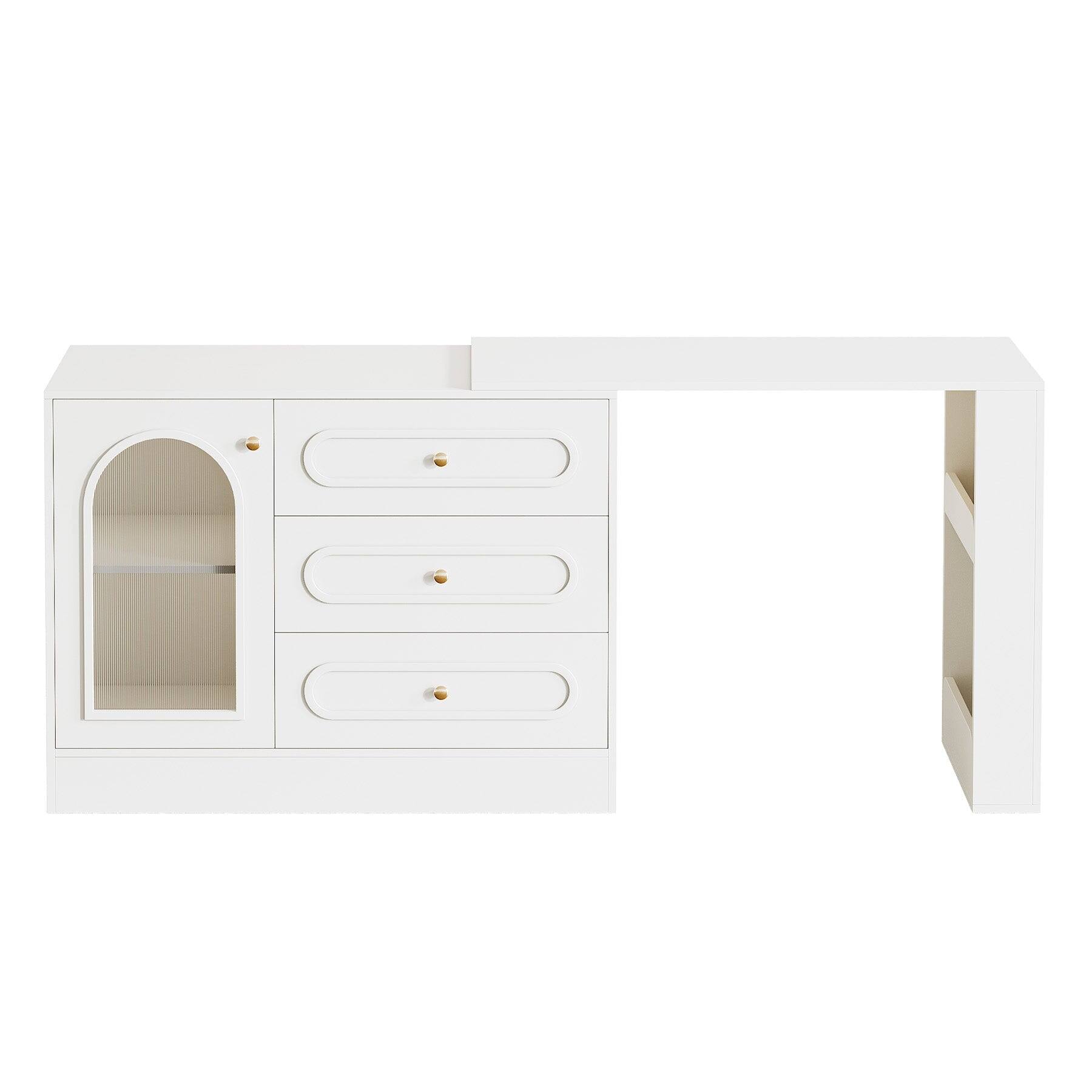 Alt View 4. Tribesigns - Office Work Desk with Storage Drawers, for Writing and Everyday Work in Home Offices and Shared Workspaces - Cream.