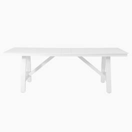 WestinTrends - Cape May 90" HDPE Rectangle Outdoor Patio Dining Table With Umbrella Hole and Metal Frame - White