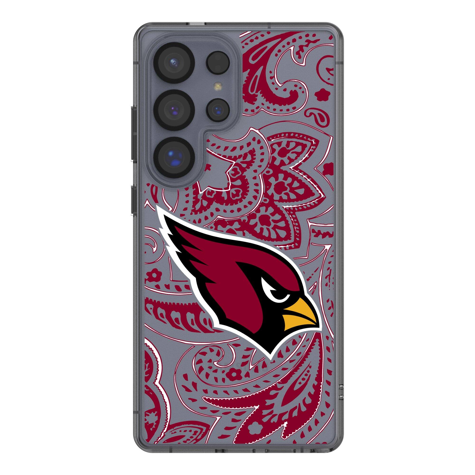 Front. Keyscaper - Arizona Cardinals Galaxy Clear Paisley Design Case - S23 Ultra - Multicolor.