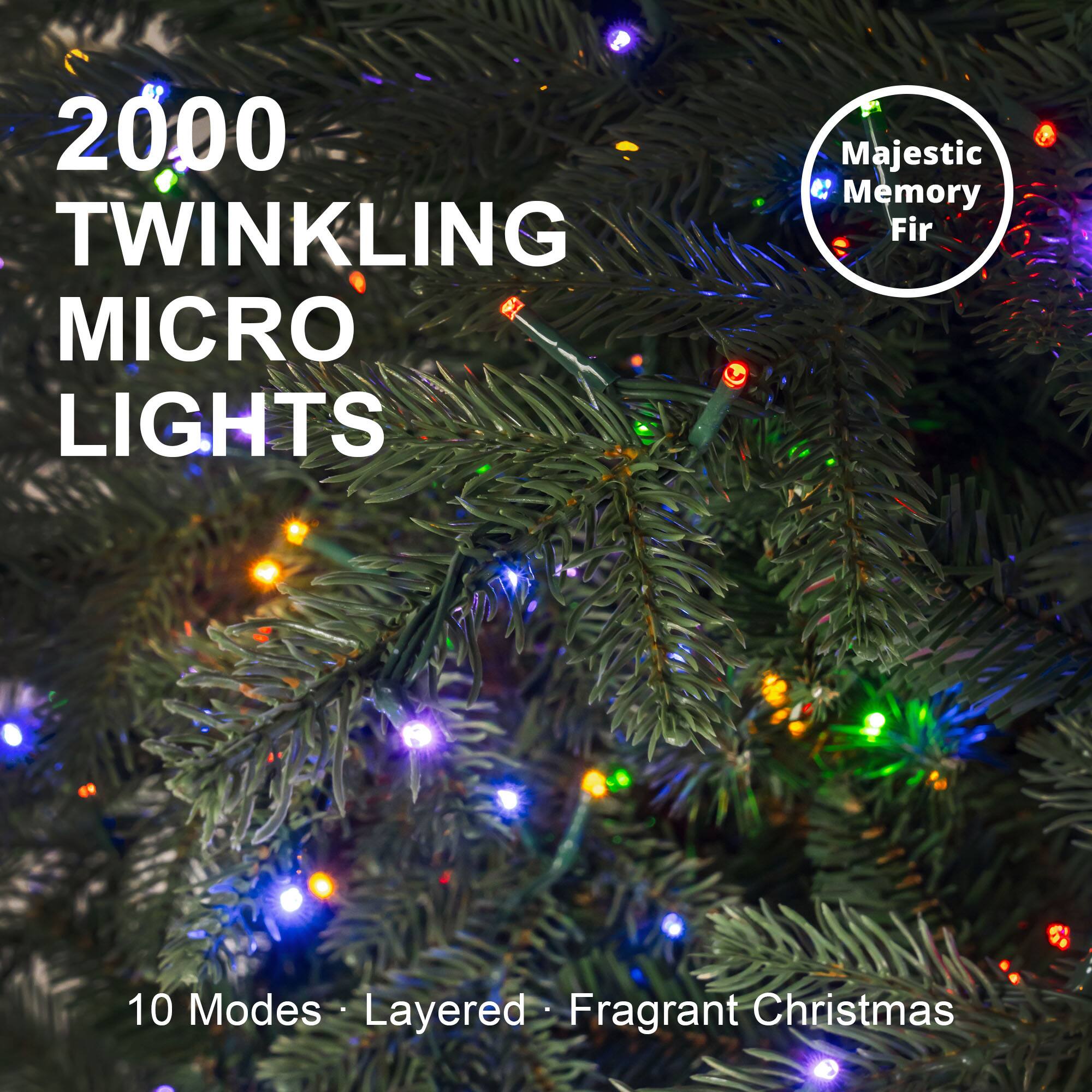 2000 Twinkling Micro Lights  
Majestic Memory Fir  
10 Modes Layered Fragrant Christmas