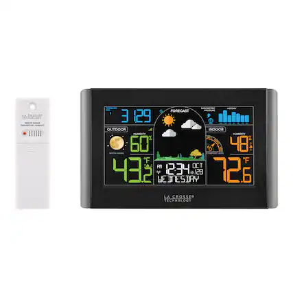 LA CROSSE TECHNOLOGY - Remote Sensor
PRESSURE 3.129
FORECAST 1 3 129
OUTDOOR HUMIDITY 60%
INDOOR HUMIDITY 48%
MOON PHASE
PM 12:34
OCT 432
WEDNESDAY
72.6°F
LA CROSSE TECHNOLOGY