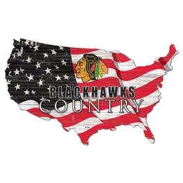 Fan Creations - Chicago Blackhawks USA Flag Cutout Sign - Multicolor
