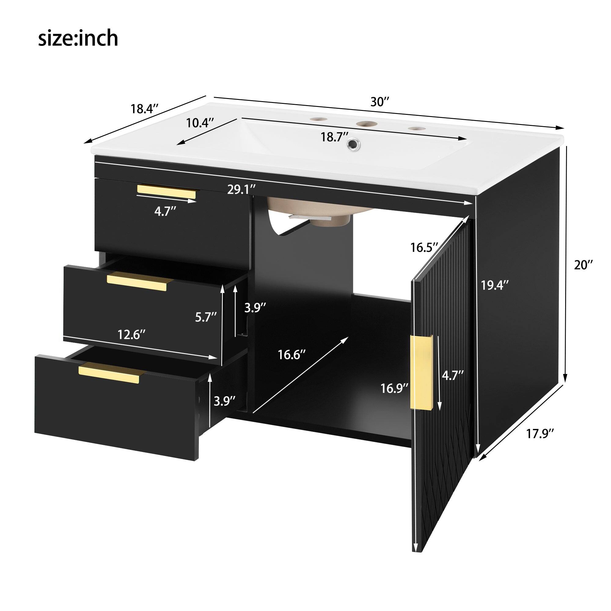 size: inch  
18.4" 10.4" 18.7" 30" 4.7" 29.1" 16.5" 19.4" 20" 12.6" 3.9" 5.7" 16.6" 3.9" 16.9" 4.7" 17.9"