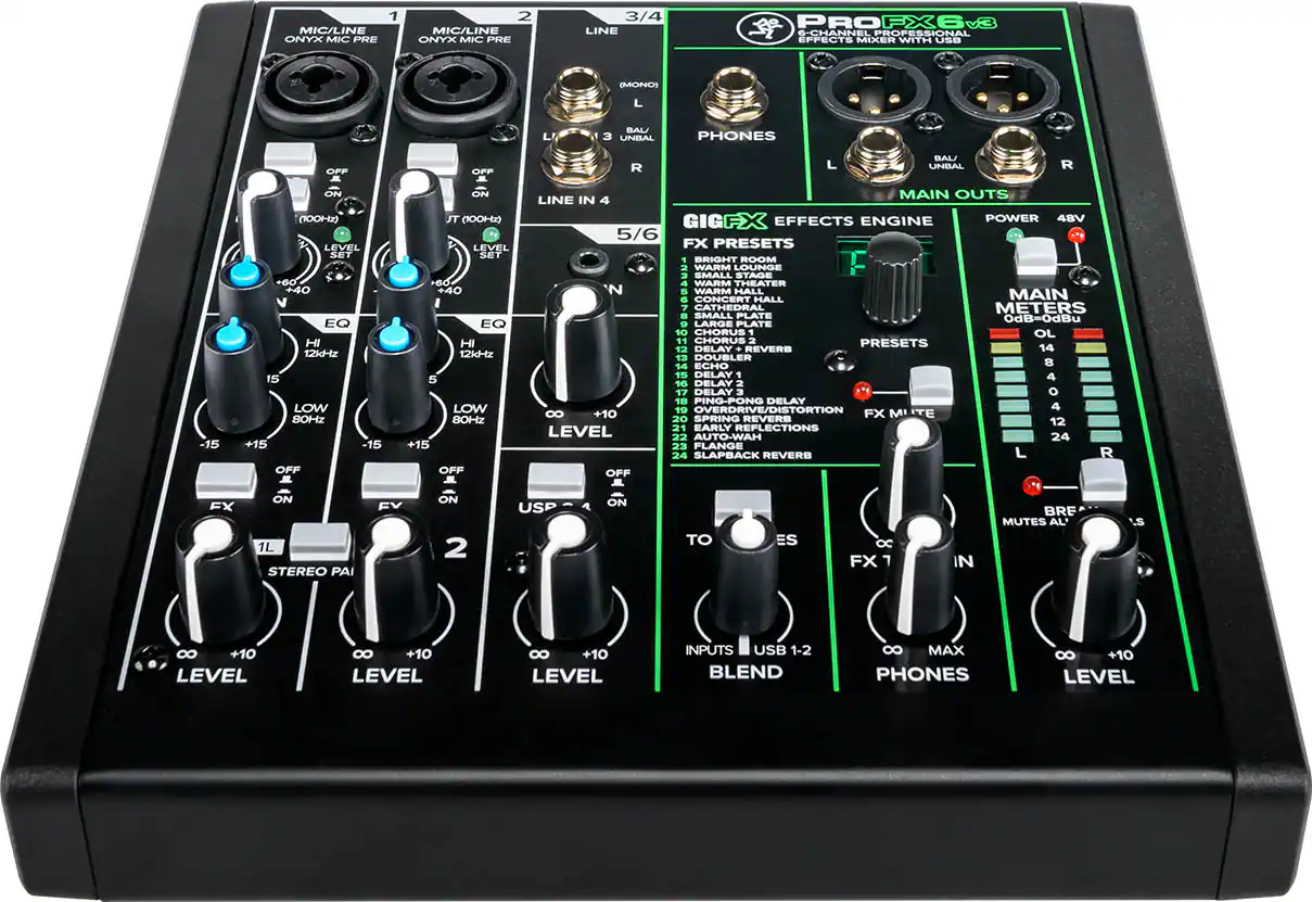 Angle. Mackie - ProFX6v3 Professional Effects Mixer with USB - Black.