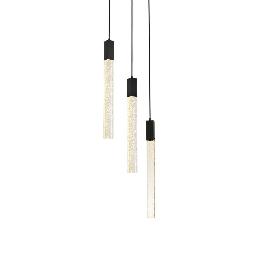 Alt View 4. Elegant Lighting - Weston 3 lights pendant in black - Black.