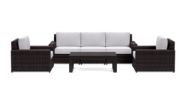 Yardbird® - Langdon Outdoor Sofa Set with Fixed Chairs - Silver