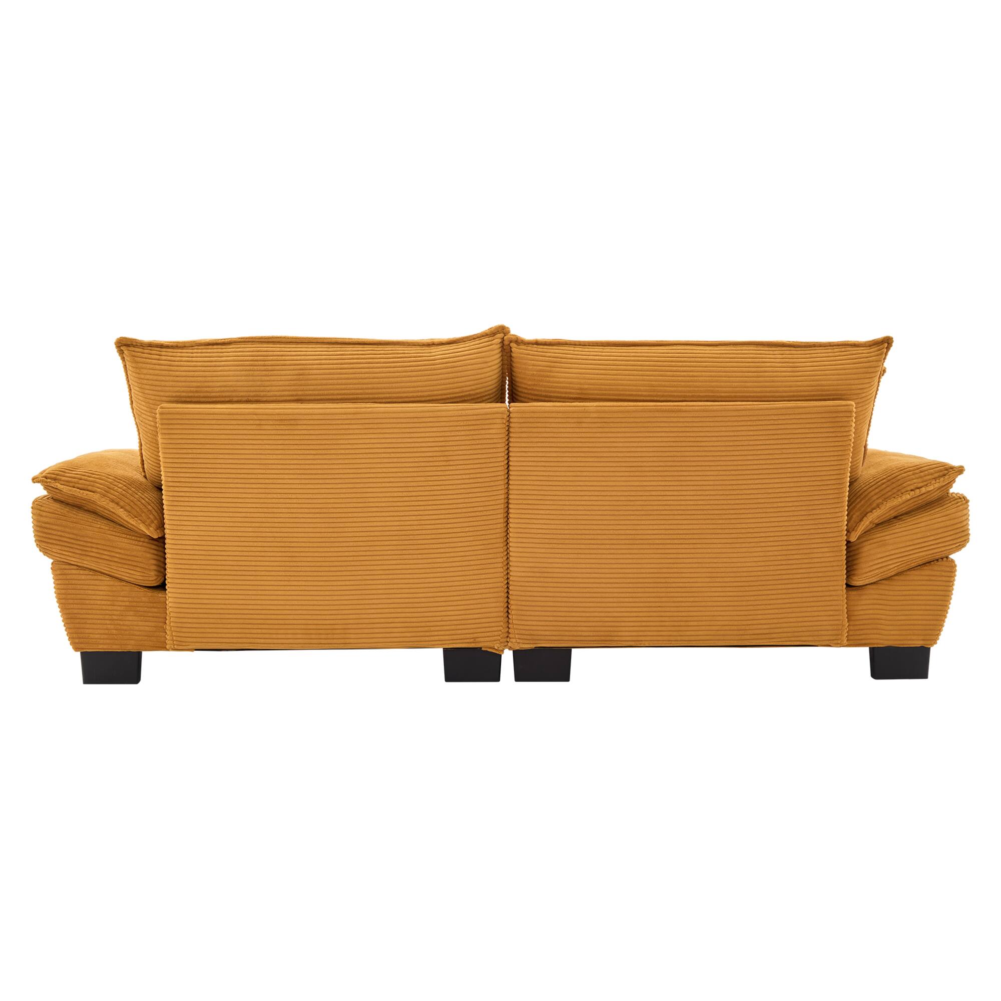 Alt View 2. GOODSILO - Plush Corduroy Convertible Sofa Bed | Deep-Seating Sleeper with Accent Pillows for Home & Office - Yellow.